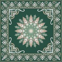Green Carpet, Floor Mat, Mandala Tile Pattern, Vintage Abstract Pattern vector