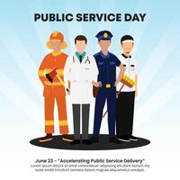 Public Service Day design with public service workers vector