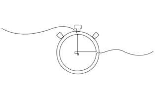 Stopwatch in one continuous single line art drawing style, Minimalism metaphor business deadline concept. Dynamic one line draw graphic design. vector