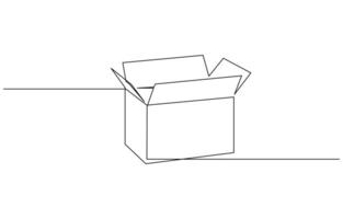 Continuous one line drawing silhouette of a cardboard box. Hand drawn gift box continuous one line icon. Present with ribbon bow single line illustration. vector