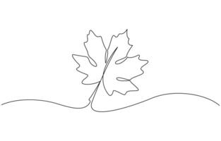 Maple Leaf, Canada Day Continuous Line Drawing with Editable Stroke, Autumn leaf continuous one, A single line drawing of an maple leaf, Outline vector