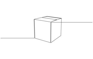 Continuous one line drawing silhouette of a cardboard box. Hand drawn gift box continuous one line icon. Present with ribbon bow single line art pro design. vector