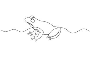 Frog animal continuous line. Continuous one line drawing of frog. Amphibian animal concept. Trendy single line draw graphic design illustration, pro. vector