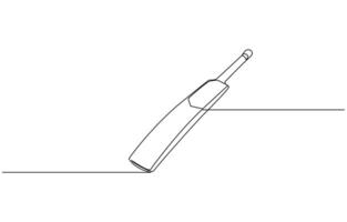 Professional cricket bat continuous single one line drawing, Continuous one line drawing cricket bat, Dynamic single line draw design for advertisement pro design. vector