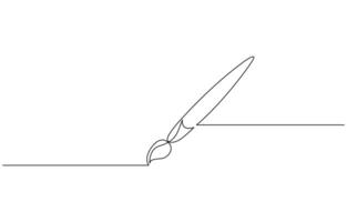 One continuous line drawing of painting brush. Paintbrush symbol for creative and art school in simple linear style for logo and card. Editable stroke vector