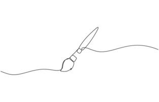 One continuous line drawing of painting brush. Paintbrush symbol for creative and art school in simple linear style for logo and card. Editable stroke. vector