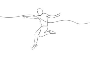 Human jump icon line continuous drawing, Happy man jumping for joy in continuous line art drawing style, Continuous one line drawing, Editable outline vector