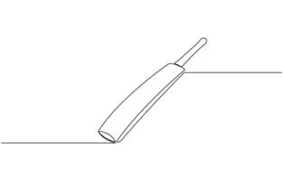 Professional cricket bat continuous single one line drawing, Continuous one line drawing cricket bat, Dynamic single line draw design for advertisement pro design vector