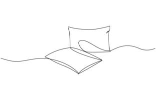 One single line drawing of a pillow on a white background, Pillow continuous one line drawing, Rectangle cozy pillow one line continuous drawing. Comfortable pillow for sleep, Editable outline. vector
