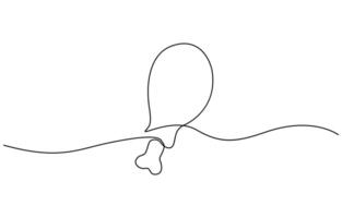 Single continuous line of fried chicken. Fried chicken in one line style, Fast food cafe logotype template concept, One single line drawing of hot spicy and crispy fried vector