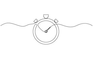 Stopwatch in one continuous single line art drawing style, Minimalism metaphor business deadline concept. Dynamic one line drawing graphic design vector