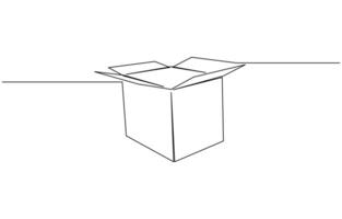 Continuous one line drawing silhouette of a cardboard box. Hand drawn gift box continuous one line icon. Present with ribbon bow single line pro design vector