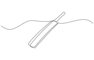 Professional cricket bat continuous single one line drawing, Continuous one line drawing cricket bat, Dynamic single line draw design for advertisement pro illustration outline. vector