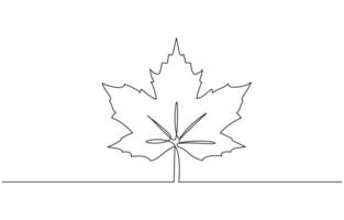 Maple Leaf, Canada Day Continuous Line Drawing with Editable Stroke, Autumn leaf continuous one, A single line drawing of an maple leaf, Outline. vector