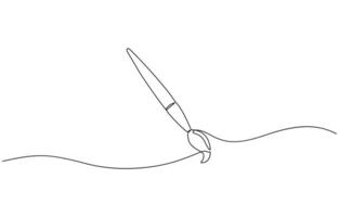 One continuous line drawing of painting brush. Paintbrush symbol for creative and art school in simple linear style. vector
