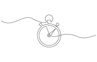 Stopwatch in one continuous single line art drawing style, Minimalism metaphor business deadline concept. Dynamic one line drawing editable stroke. vector