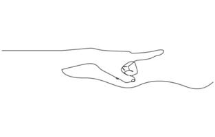 One line drawing hand pointing gesture. Finger instruction concept, One line concept of people showing something on presentation or rise hand, Editable stroke vector