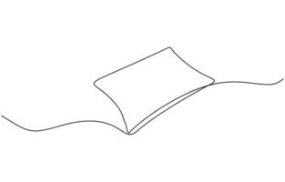 One single line drawing of a pillow on a white background, Pillow continuous one line drawing, Rectangle cozy pillow one line continuous drawing. Comfortable pillow for sleep vector