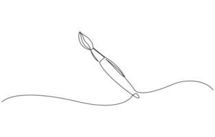 One continuous line drawing of painting brush. Paintbrush symbol for creative and art school in simple linear style for logo and card vector