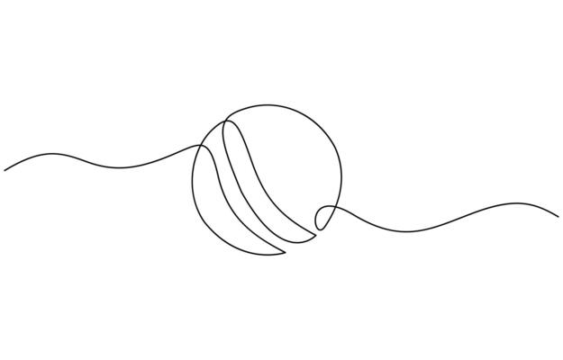 Professional cricket bat continuous single one line drawing art, Cricket Ball