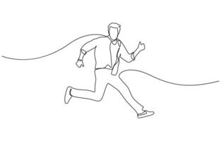 Human jump icon line continuous drawing, Happy man jumping for joy in continuous line art drawing style, Continuous one line drawing, Editable stroke. vector