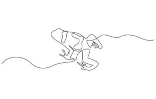 Frog animal continuous line. Continuous one line drawing of frog. Amphibian animal concept. Trendy single line draw graphic design illustration. vector