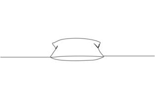 One single line drawing of a pillow on a white background, Pillow continuous one line drawing, Rectangle cozy pillow one line continuous drawing. Comfortable pillow for sleep, Editable stroke. vector