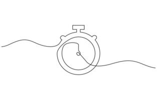 Stopwatch in one continuous single line art drawing style, Minimalism metaphor business deadline concept. Dynamic one line drawing graphic design. vector
