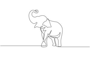 Continuous line of walking standing elephant. Single one line art of wild elephant, World hypertension day concept single line. vector