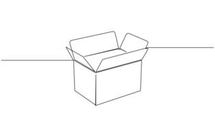 Continuous one line drawing silhouette of a cardboard box. Hand drawn gift box continuous one line icon. Present with ribbon bow single line pro design. vector