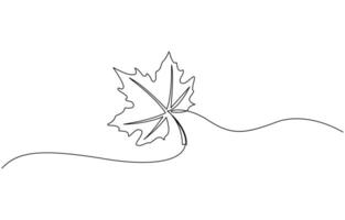 Maple Leaf, Canada Day Continuous Line Drawing with Editable Stroke, Autumn leaf continuous one, A single line drawing of an maple leaf. vector