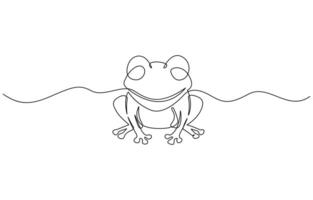 Frog animal continuous line. Continuous one line drawing of frog. Amphibian animal concept. Trendy single line draw graphic design illustration, pro vector