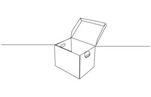 Continuous one line drawing silhouette of a cardboard box. Hand drawn gift box continuous one line icon. Present with ribbon bow single line art illustration vector