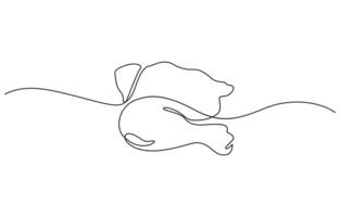 Single continuous line of fried chicken. Fried chicken in one line style, Fast food cafe logotype template concept, One single line drawing of hot spicy and crispy fried chicken vector