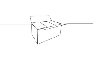 Continuous one line drawing silhouette of a cardboard box. Hand drawn gift box continuous one line icon. Present with ribbon bow single line art pro design vector
