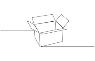 Continuous one line drawing silhouette of a cardboard box. Hand drawn gift box continuous one line icon. Present with ribbon bow single line illustration vector