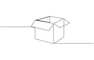 Continuous one line drawing silhouette of a cardboard box. Hand drawn gift box continuous one line icon. Present with ribbon bow single line art illustration pro design vector