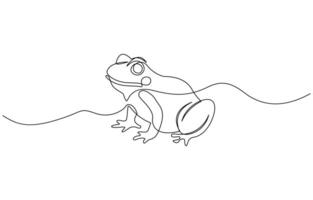 Frog animal continuous line. Continuous one line drawing of frog. Amphibian animal concept. Trendy single line draw graphic design illustration, pro design. vector