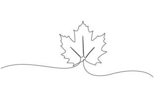 Maple Leaf, Canada Day Continuous Line Drawing with Editable Stroke, Autumn leaf continuous one, A single line drawing of an maple leaf, Outline stroke. vector