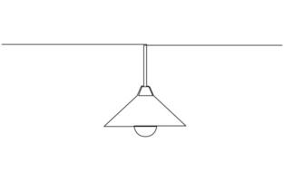 Light bulbs and lampshades drawn in continuous lines, Continuous one line drawing of chandelier. One line drawing of hanging lamp vector