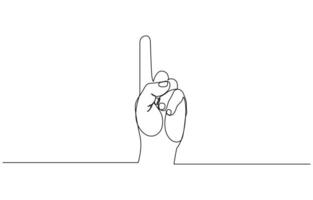 One line drawing hand pointing gesture. Finger instruction concept, One line concept of people showing something on presentation or rise hand vector
