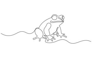 Frog animal continuous line. Continuous one line drawing of frog. Amphibian animal concept. Trendy single line draw graphic design illustration, pro design vector