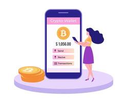 A Digital Crypto Wallet designed specifically for efficient Bitcoin Transactions and management vector