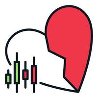 Candlestick Pattern and Broken Heart I Hate Trading colored icon or symbol vector