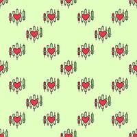 Candlestick Chart with Red Heart colored seamless pattern vector