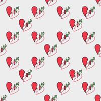 Financial Chart and Red Broken Heart I Hate Trading colored seamless pattern vector