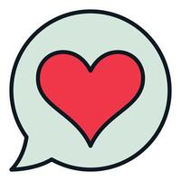 Speech Bubble with Cute Red Heart colored icon or design element vector