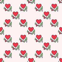 Big Red Heart on Chart Trading Lover colored seamless pattern vector