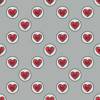 Red Heart and Investment Graph inside Circle colored seamless pattern vector