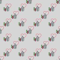 Bitcoin Market Chart with Heart Trading colored seamless pattern vector